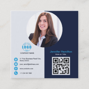 Beruflich Gray Blue Fügen Sie Ihrem Foto QR Code S Quadratische Visitenkarte