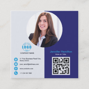 Beruflich Gray Blue Fügen Sie Ihrem Foto QR Code S Quadratische Visitenkarte