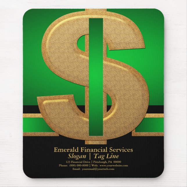 Beruflich Green| Gold-Dollar-Finanzdienstleistunge Mousepad (Vorne)