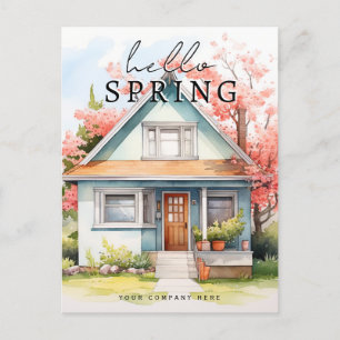Beruflich Hello Spring Watercolor House Realty Postkarte