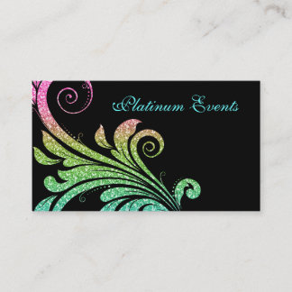 Beruflich Hochzeit Eleganter Glitzer Leaf Swirl Visitenkarte
