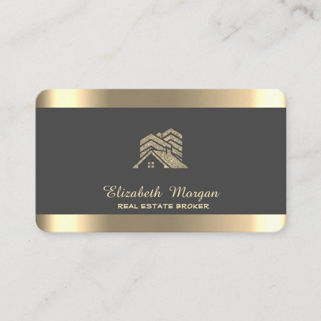 Beruflich House Roof Real Anwesen Grau Visitenkarte (Vorderseite)