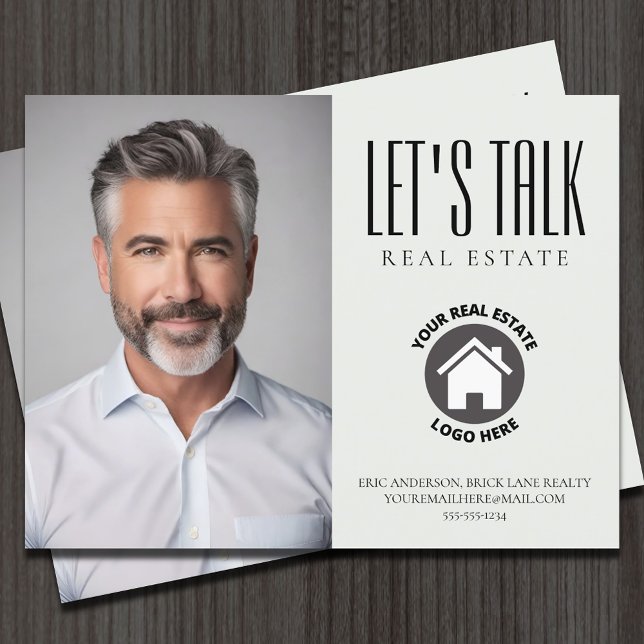 Beruflich Kontakt Info Foto Real Anwesen Postkarte (Let's Talk Real Estate Promotional Real Estate Postcard)