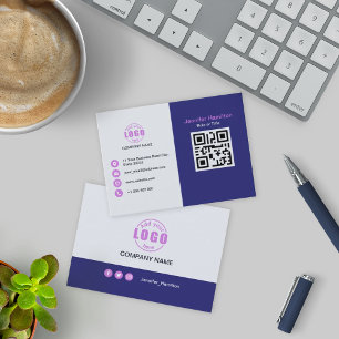 Beruflich Lila Zusatz Ihres QR-Logos Visitenkarte