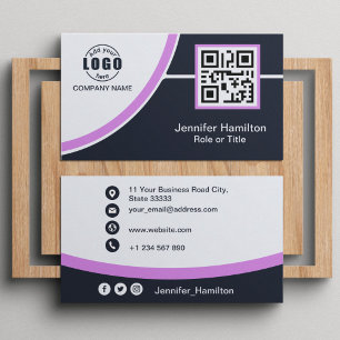 Beruflich Lila Zusatz Ihres QR-Logos Visitenkarte