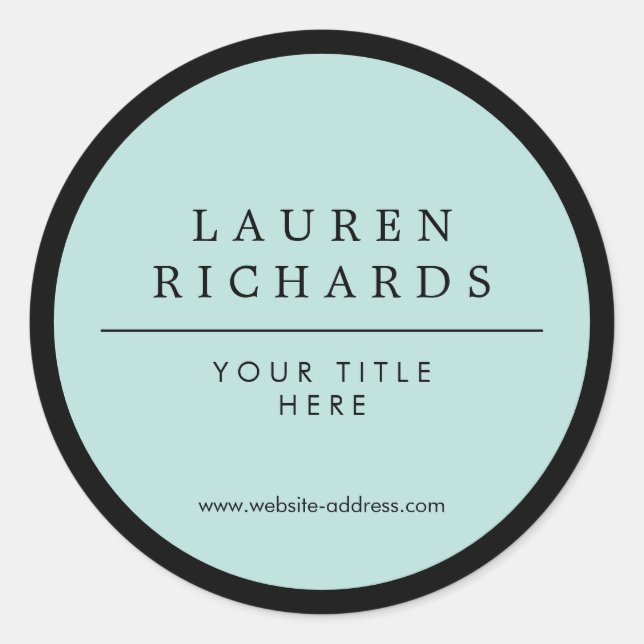 Beruflich Luxe Black und Mint Runder Aufkleber (Vorderseite)