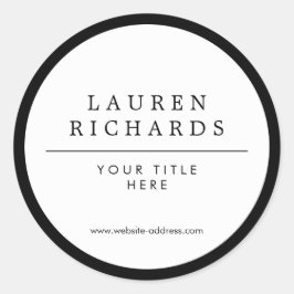 Beruflich Luxe Black und White Runder Aufkleber