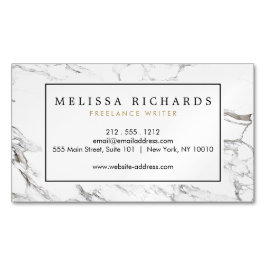 Beruflich Luxe Minimalistischer weißer Marmor Magnetische Visitenkarte