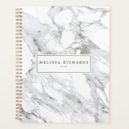 Beruflich Luxe Minimalistischer weißer Marmor Planer