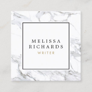 Beruflich Luxe Minimalistischer weißer Marmor Quadratische Visitenkarte