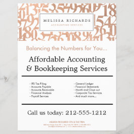 Beruflich Luxe Rose Gold Numbers Accountant Flyer