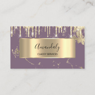 Beruflich Luxury Gold Royal Marble Lila Tropfen Visitenkarte
