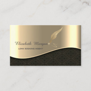 Beruflich Luxus Gold Glitzer Feather Notary Visitenkarte