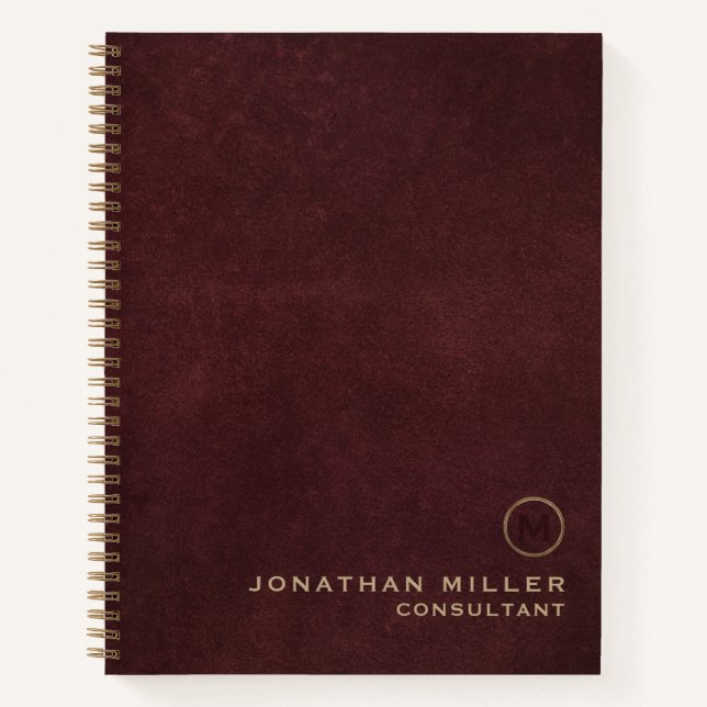 Beruflich Luxus Leather Gold Monogram Notizbuch (Vorderseite)