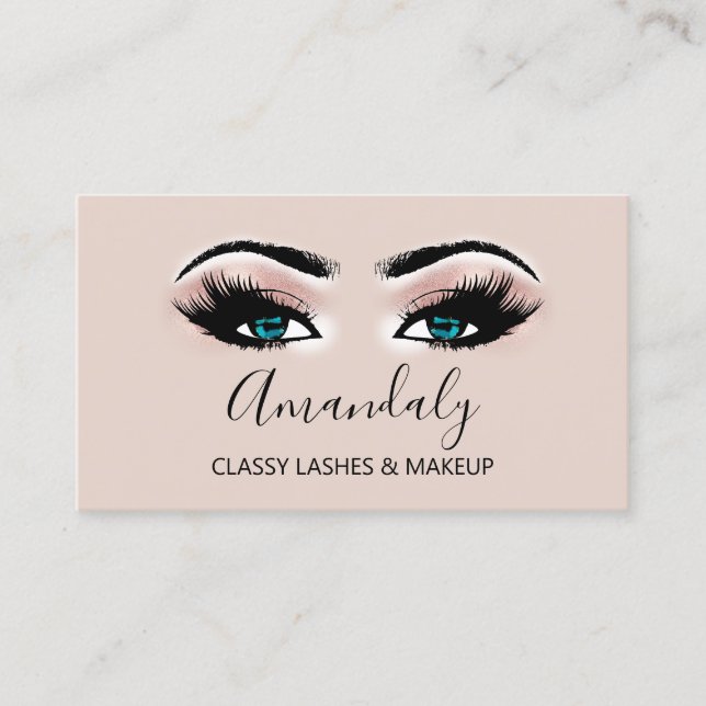 Beruflich Makeup Artist Blue Eyelash Gold VIP Visitenkarte (Vorderseite)