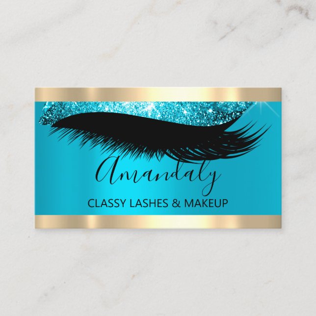 Beruflich Makeup Artist Eyelash Einzigartiges Blau Visitenkarte (Vorderseite)