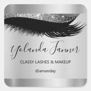 Beruflich Makeup Artist Eyelash Einzigartiges Silb Quadratischer Aufkleber
