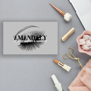 Beruflich Makeup Artist Eyelash QR LOGO Silver Visitenkarte