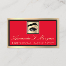Beruflich Makeup Artist Eyelashes Gold Red Visitenkarte