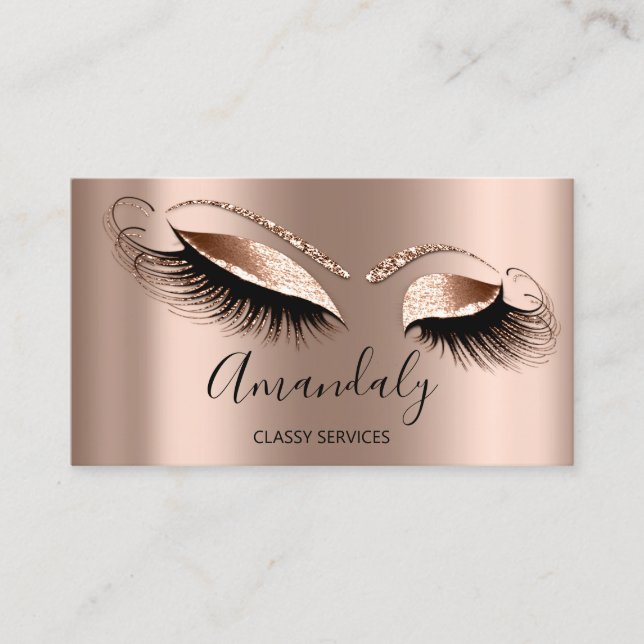 Beruflich Makeup Artist Eyelashes Gold Rose Visitenkarte (Vorderseite)