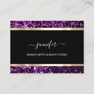 Beruflich Makeup Artist Glitzer Lila Violett Visitenkarte