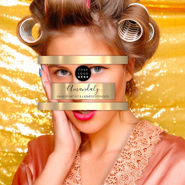 Beruflich Makeup Artist Lash Custom Logo Gold Visitenkarte (Professional Makeup Artist Lash Custom Logo Gold Business Card)