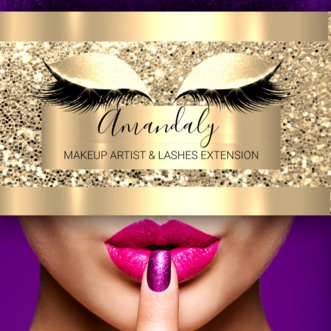 Beruflich Makeup Artist Lash Microblade Gold Visitenkarte (Professional Makeup Artist Lash Microblade Gold Business Card)