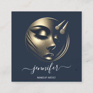 Beruflich Makeup Artist Lashes Logo QR Blue Quadratische Visitenkarte