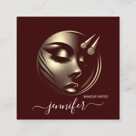 Beruflich Makeup Artist Logo Burgundy QR CODE Quadratische Visitenkarte