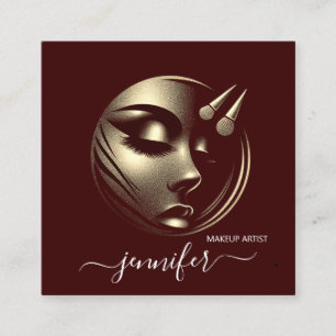 Beruflich Makeup Artist Logo Burgundy QR CODE Quadratische Visitenkarte