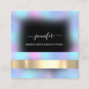 Beruflich Makeup Artist Ombre Pink Blue Black Quadratische Visitenkarte