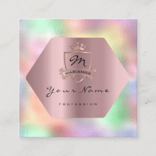Beruflich Makeup Artist Royal Monogram Holograp Quadratische Visitenkarte