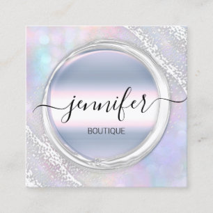 Beruflich Makeup Artist Silver Holograph Logo Quadratische Visitenkarte