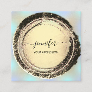 Beruflich Makeup Blue Gold Moderner Platz Quadratische Visitenkarte