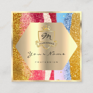 Beruflich Makeup Geometrie Royal Monogram Gold Quadratische Visitenkarte
