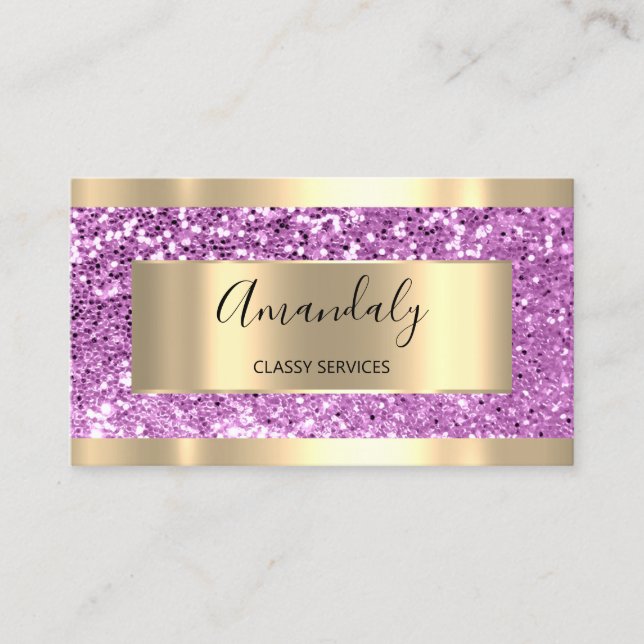 Beruflich Makeup Holograph Gold Glitzer Violet Visitenkarte (Vorderseite)