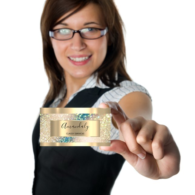 Beruflich Makeup Holographic Gold Glitzer Visitenkarte (Professional Makeup Holographic Gold Glitter Business Card)