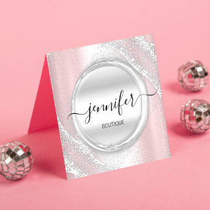 Beruflich Makeup-Künstler-Rose Silver Graues Logo Quadratische Visitenkarte