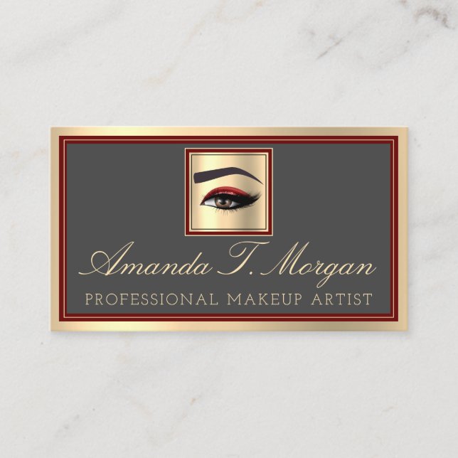 Beruflich Makeup Lash Extension Brow Burgundy Visitenkarte (Vorderseite)