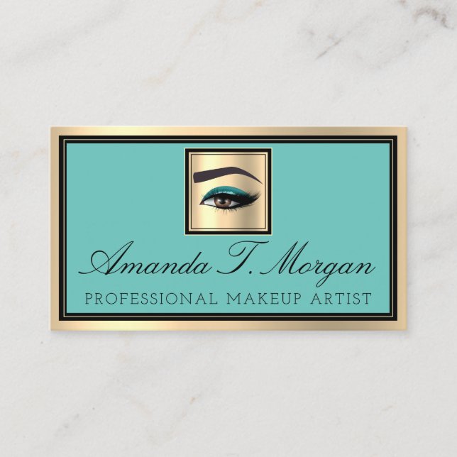 Beruflich Makeup Lash Extension Eyebrow Aquamarin Visitenkarte (Vorderseite)