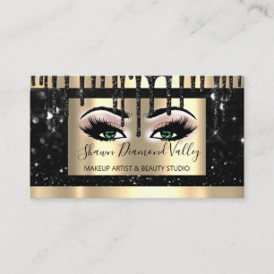 Beruflich Makeup Lash Gold Black Tropfen Grün Visitenkarte