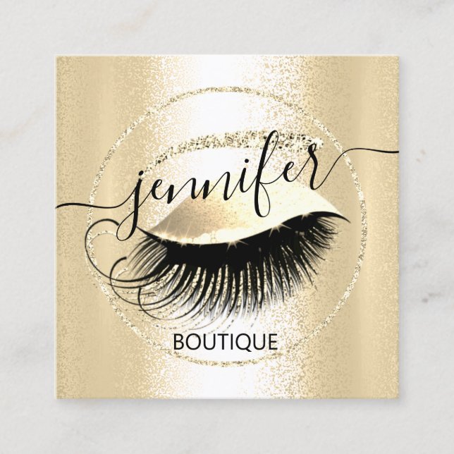 Beruflich Makeup Lash Shop QR Code Glam Gold Quadratische Visitenkarte (Vorderseite)