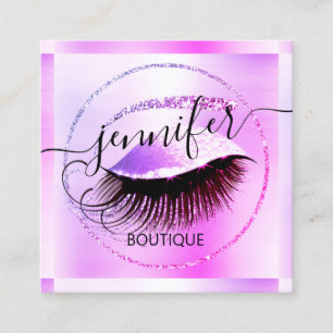 Beruflich Makeup Lash Shop QR Code Rosa Glitzer Quadratische Visitenkarte