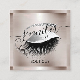 Beruflich Makeup Lash Shop QR Code Silver Smoky Quadratische Visitenkarte
