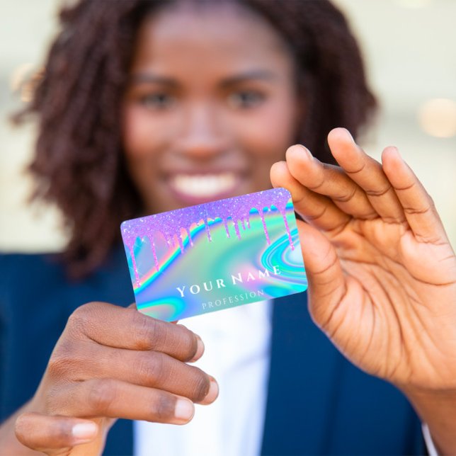 Beruflich Makeup Nails Holograph Unicorn Tropfen Visitenkarte (Von Creator hochgeladen)