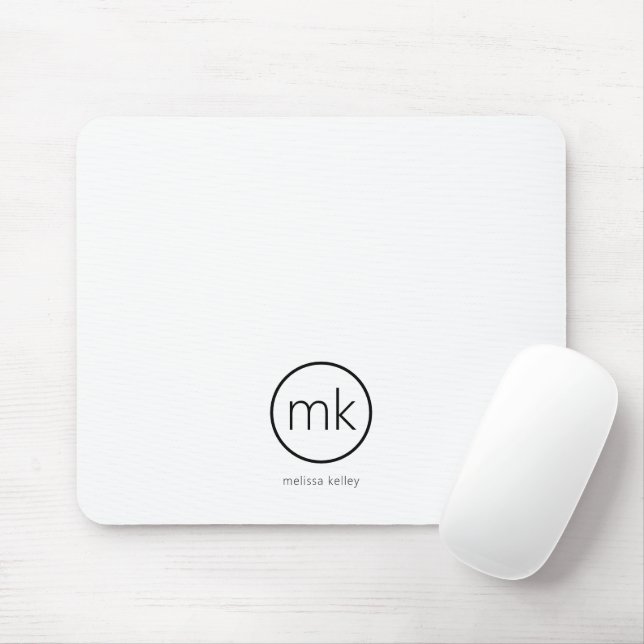 Beruflich-Minimal-Monogramm-Anfangsweiß Mousepad (Mit Mouse)