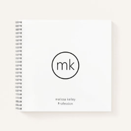 Beruflich-Minimal-Monogramm-Anfangsweiß Notizbuch
