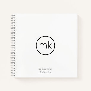 Beruflich-Minimal-Monogramm-Anfangsweiß Notizbuch