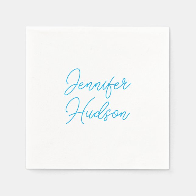 Beruflich-minimalistisch-blaue Kalligraphie Serviette (Vorderseite)