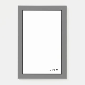 Beruflich Minimalistisch Grau | Monogramm Post-it Klebezettel